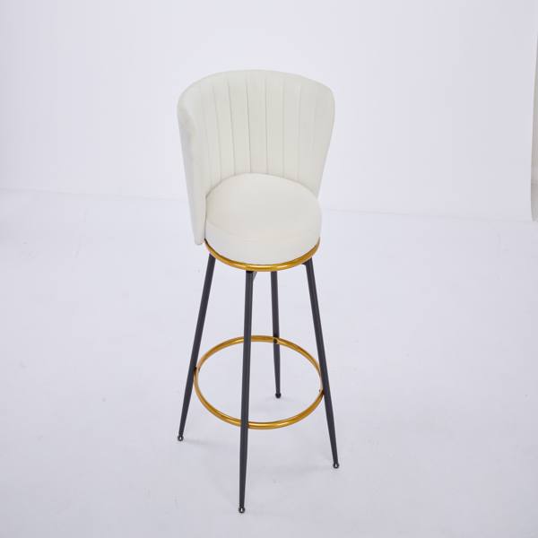 Counter Height Bar Stools Set of 2, 360° Swivel Upholstered Barstools with Backs and Metal Legs, 26