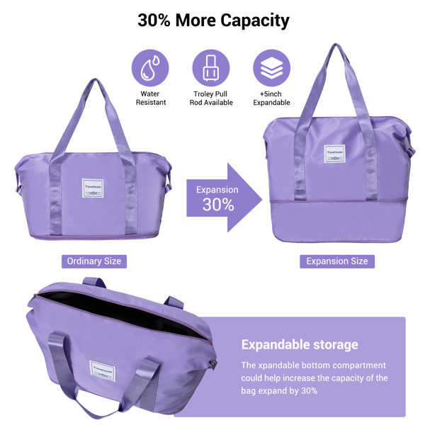 5-Piece Set (20"24"28 +a travel bag and a toiletry bag) ,PP Hardshell Carry on Luggage Set with TSA Lock Carry On Suitcase Luggage  Durable Suitcase  Color PURPLE.