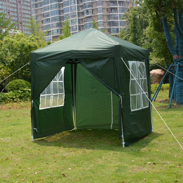 2 x 2m Two Doors & Two Windows Practical Waterproof Right-Angle Folding Tent Green