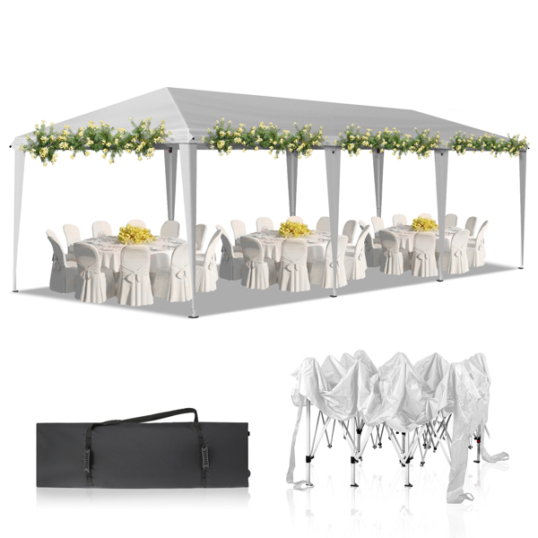 10x30ft Outdoor Pop Up Canopy, Portable Instant Canopy Tent for Outdoor Events Party Wedding Birthday Graduation, White