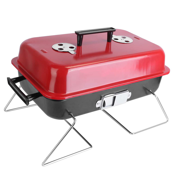 Portable Charcoal Grill Outdoor Tabletop Grill Small Barbecue Smoker Folding BBQ Grill with Lid for Backyard Camping Picnics Beach