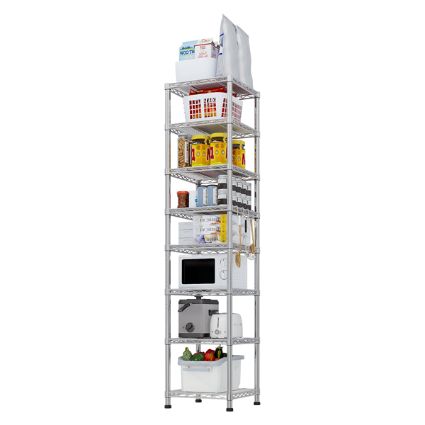 8 tier Heavy Duty Storage Shelves  70.87" H   Wire Shelving Unit with Wheels 1344LBS  NSF Metal Shelves for Storage Adjustable Garage Storage Rack Pantry Shelf Commercial Shelving, 70.87" H X 17.72''W