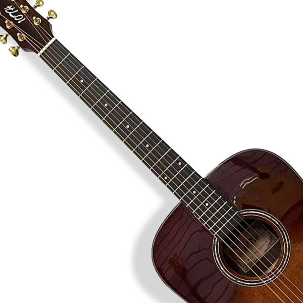 6-string beginner Solid Spruce round corner retro colored acoustic guitar, rosewood fingerboard, colored finish, right