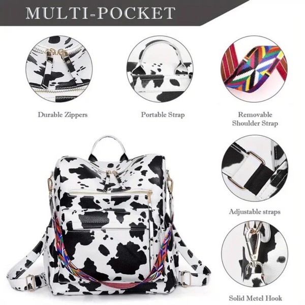 PU women's shoulder bag, stylish multi-functional backpack with zipper opening and closing, suitable for travel