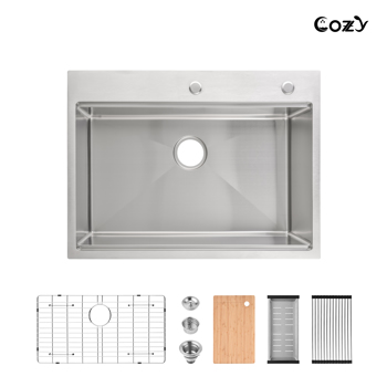 Kitchen Sink 30\\" x 22\\" Multifunctional undermount Flying Rain Waterfall S304 Stainless Steel Handmade Modern Single Bowl Kitchen Sink Black[Unable to ship on weekends]