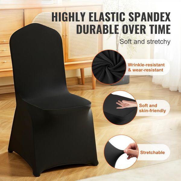 Stretch Spandex Folding Chair Covers, Universal Fitted Chair Cover, Removable Washable Protective Slipcovers, for Wedding, Holiday, Banquet, Party, Celebration, Dining (30PCS Black)