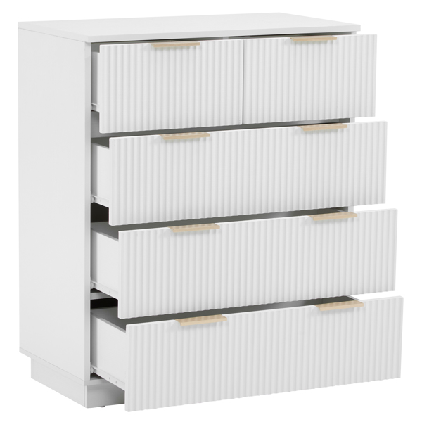 FCH White P2 Particle Board and Density Board 724194cm Wavy Pattern Drawer Front Four-Level Five-Drawer Cabinet