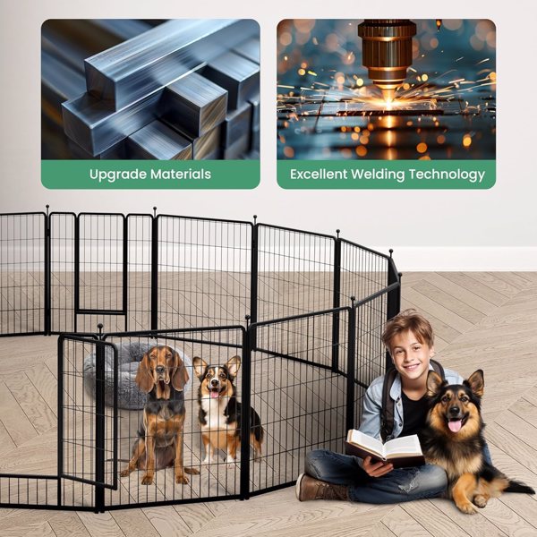 Dog Playpen 24 Inch 8 Panels, Heavy Duty Metal Pet Playpen Indoor Outdoor for Camping, Yard, RV, Garden Fence, Privacy Patio, Black