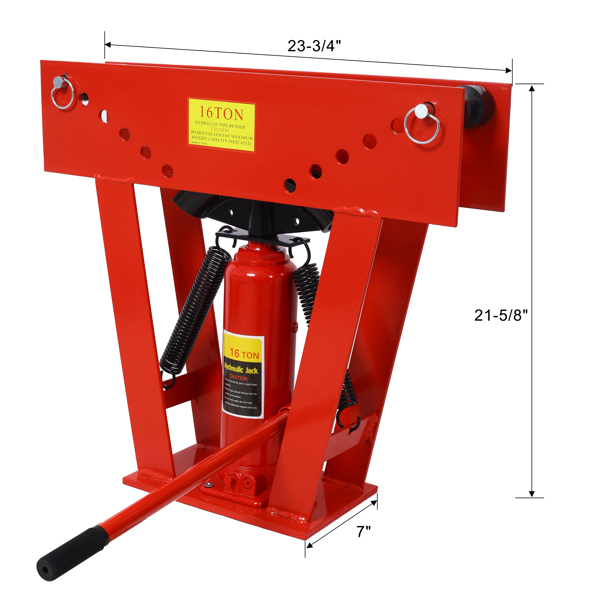 16 Ton Pipe Tube Bender Manual Hydraulic, Piping Bending Exhaust Tube Fabric w/8 Dies(1/2,3/4,1,1-1/4,1-1/12,2,2-1/2,3) Adjustable Rollers 90-180 Degree Bend Steel Iron Metal Ratcheting,Red