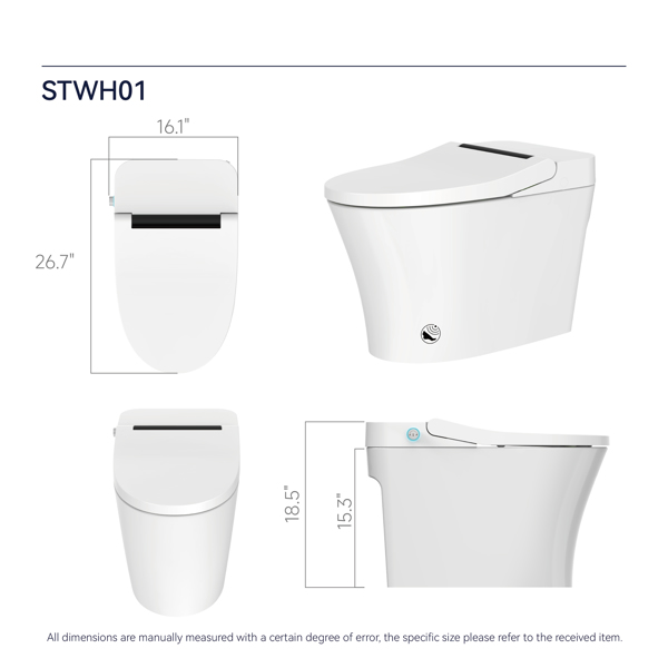 Luxury Smart Toilet with Bidet Built In, Bidet Toilet with Heated Seat, Elongated Japanese Toilet with Automatic Flush, Dryer, Night Light, Digital Display[Unable to ship on weekends]