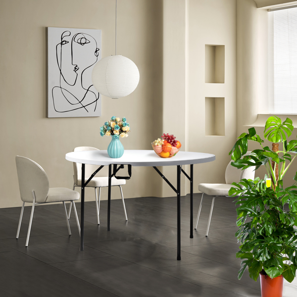 【Replace 94515737】48inch Round Folding Table Outdoor Folding Utility Table White