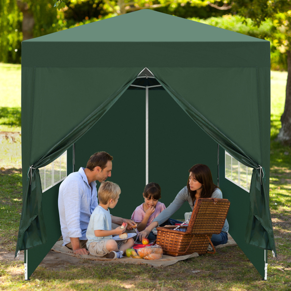 2 x 2m Two Doors & Two Windows Practical Waterproof Right-Angle Folding Tent Green