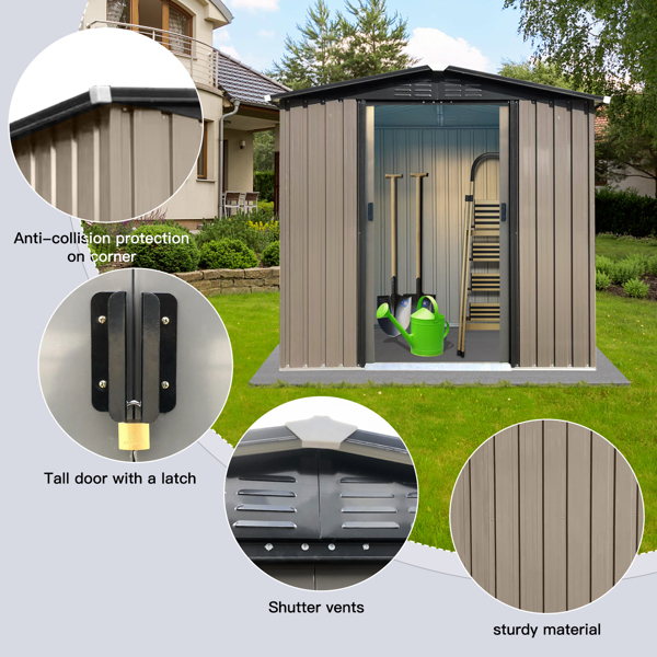 Outdoor storage sheds 4FTx6FT Apex roof brown with Sliding Doors