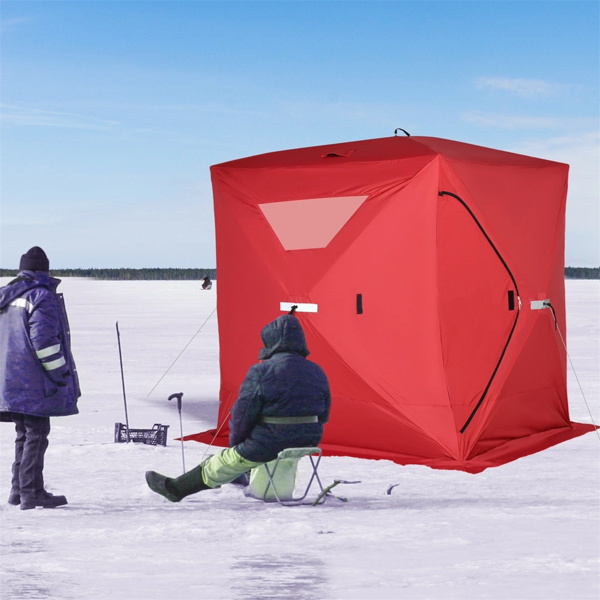 2-4  Person Pop-up Ice Fishing Tent,Red Ice Shanty  80.75" L x 70.75" W x 70.75"