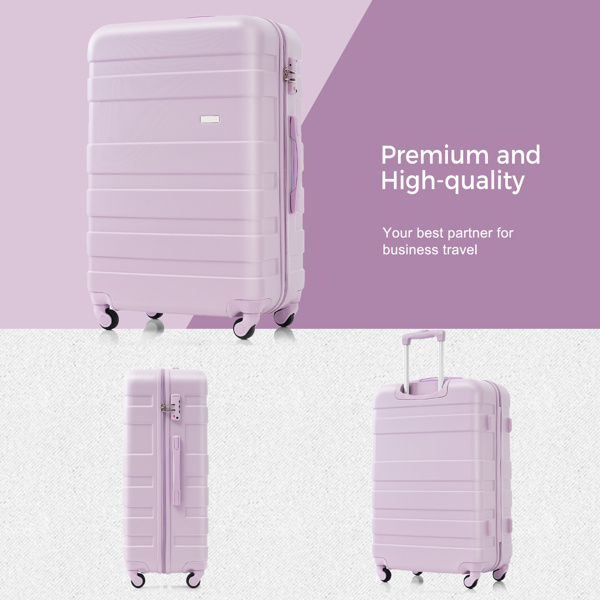 Luggage Sets New Model ABS Hardshell 3pcs Clearance Luggage Hardside Lightweight Durable Suitcase sets Spinner Wheels Suitcase with TSA Lock 20''24''28''(purple)