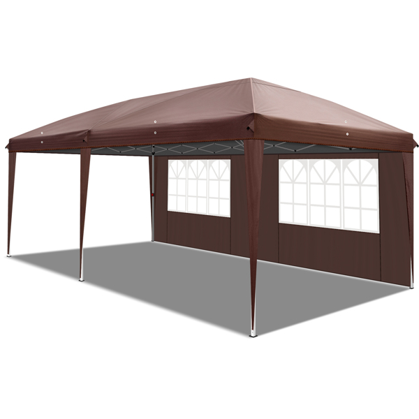 3 x 6m Two Windows Practical Waterproof Folding Tent Dark Coffee  Folding Tent