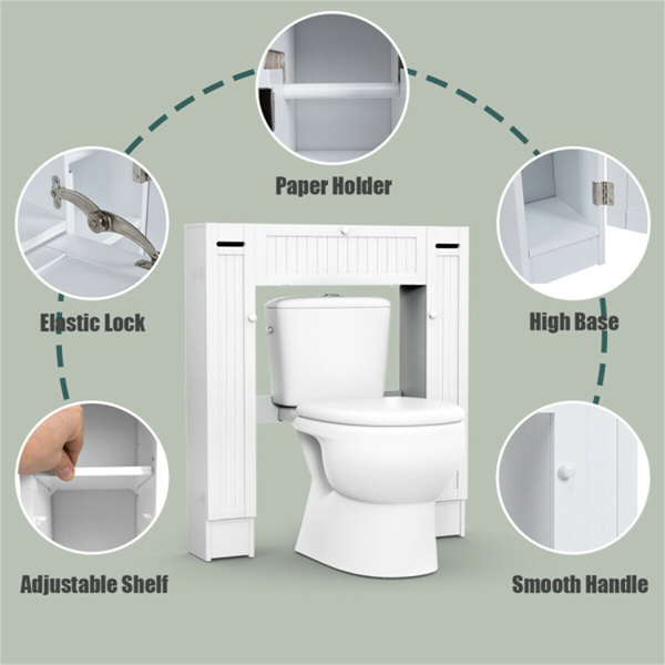 White Bathroom Cabinet/Over The Toilet Storage Cabinet with 2 Cabinets