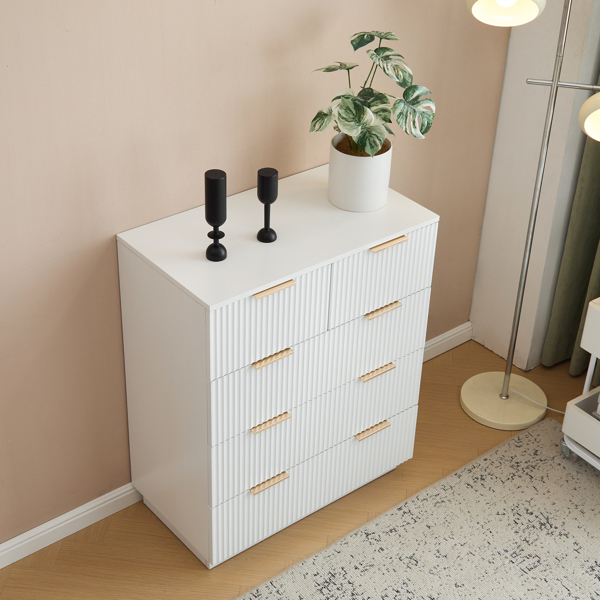 FCH White P2 Particle Board and Density Board 724194cm Wavy Pattern Drawer Front Four-Level Five-Drawer Cabinet