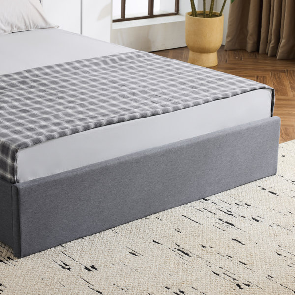 Upholstered Full Platform Storage Bed Frame with 4 Drawers, Wingback Headboard with Button Tufted Design, Wooden Slat Support, No Box Spring Needed, Dark Grey