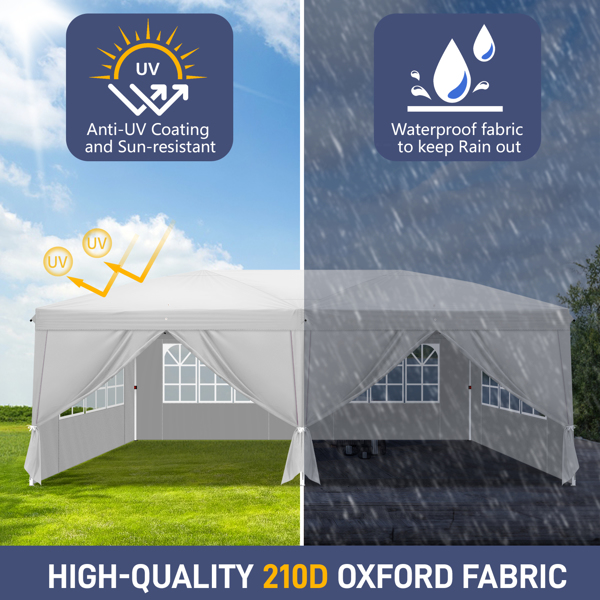 3 x 6m Four Windows Practical Waterproof Folding Tent White