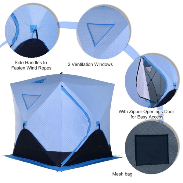 4 Person Pop-up Ice Fishing Tent,Light Blue Ice Shanty  80.75" L x 70.75" W x 70.75"