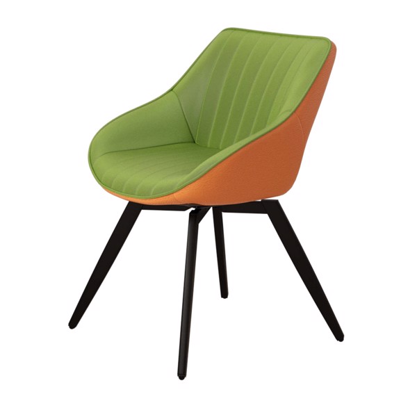 一套4把餐椅，中世纪现代厨房餐椅，黑色金属腿PU装饰椅，适合家庭和厨房（绿色和橙色）-10