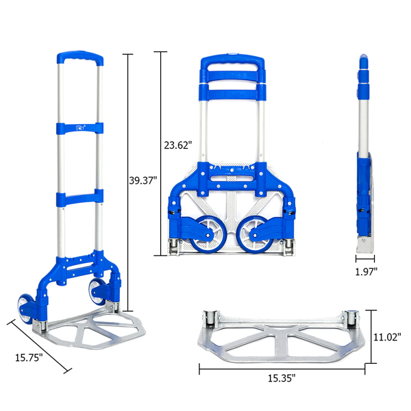 Portable Foldable Telescopic Trolley Trolley Luggage Trolle Blue