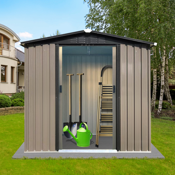 Outdoor storage sheds 4FTx6FT Apex roof brown with Sliding Doors