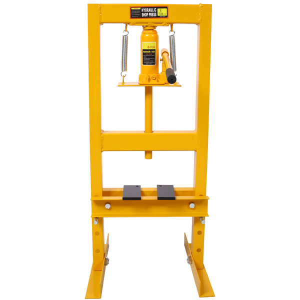 6 Ton Hydraulic Press, Benchtop Hydraulic Shop Press, H-Frame Garage Floor Press with Press Plates, Adjustable Working Table Height,Yellow