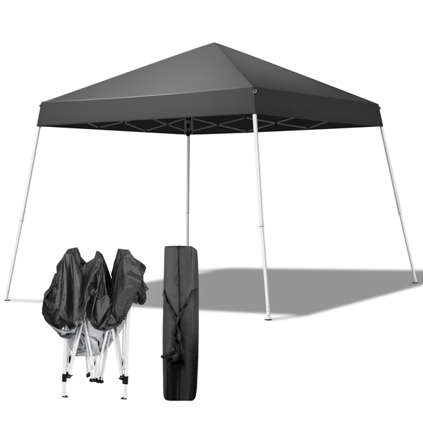 8x8ft Pop Up Canopy Tent, Outdoor Tent Canopy Foldable Portable Canopies for Camping, Patio, Easy Up Gazebo Canopy with Carry Bag Slant Legs, Dark Grey