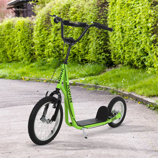   youth scooter is equipped  Dual Brakes  - Green