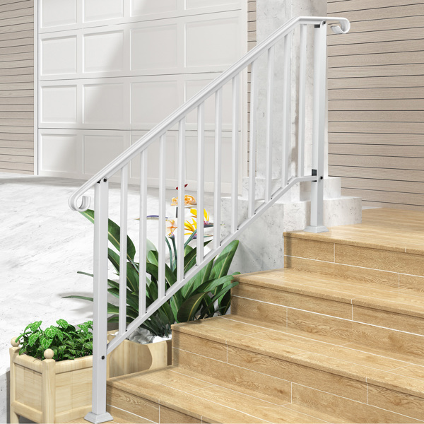 Outdoor 4 Level Iron Handrail Matte White