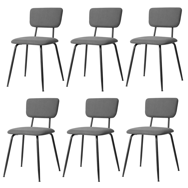 Set of 6 Modern Padded Dining Chairs for Kitchen Bar Office Chair, Grey