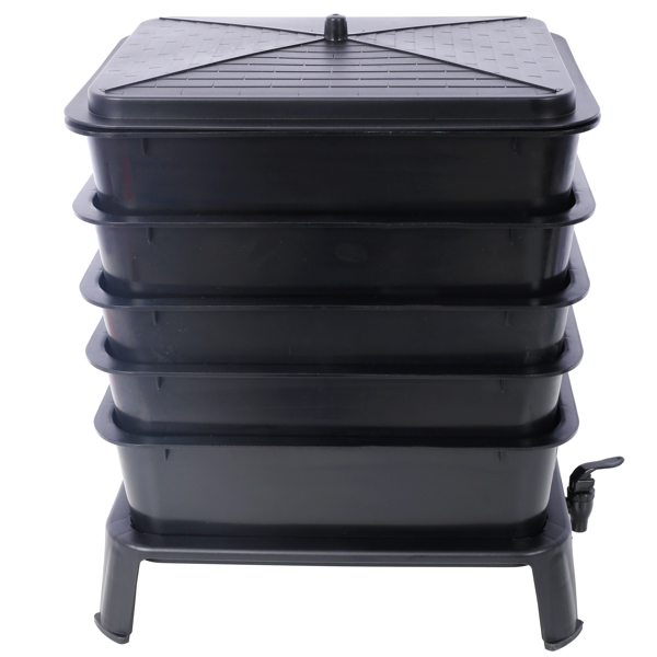 5-Layer Worm Compost Bin, 50L Worm Composter, Easy Setup Inclusive Worm Farm Kit for Recycling Food Waste