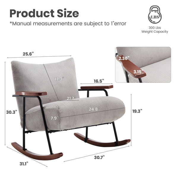 Modern Accent Chair Arm Chair Living Room Rocking Chair Metal Frame