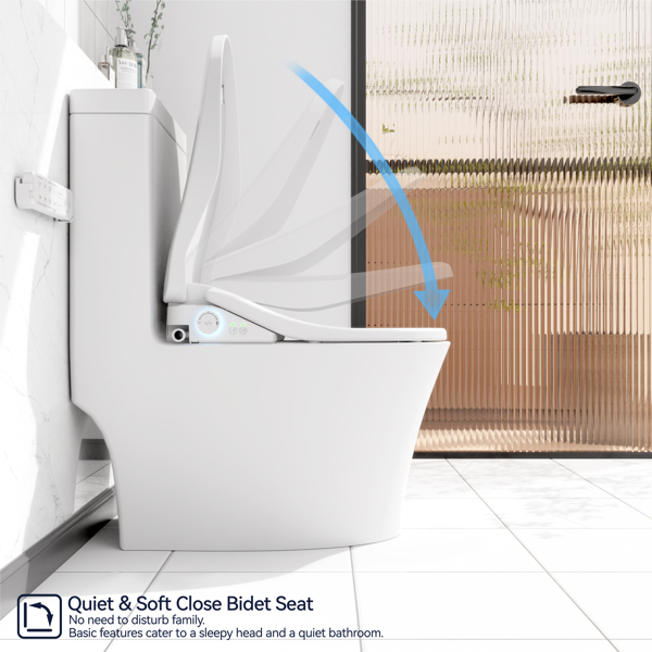 Smart Bidet Toilet Seat with Side Knob Adjustable Heated Seat with Water Temperature and Pressure Adjustment Portable with Automatic Nozzle Cleaning and Sensor Open Lid[Unable to ship on weekends]