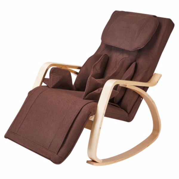 Full massage function-Air pressure-Comfortable Relax Rocking Chair, Lounge Chair Relax Chair with Cotton Fabric Cushion Brown