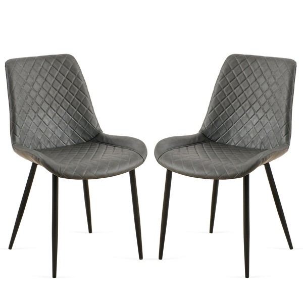 Dark Grey  Dining Chairs Set of 2,Mid-Century Modern  Chairs Kitchen Living Room Armless Side Chair with Metal Legs Set Of 2