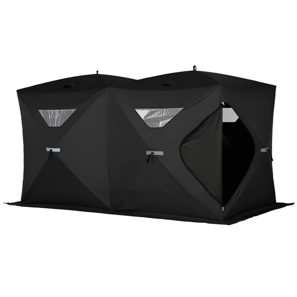 8  Person Pop-up Ice Fishing Tent,Black Ice Shanty  141.75" L x 70.75" W x 70.75" H