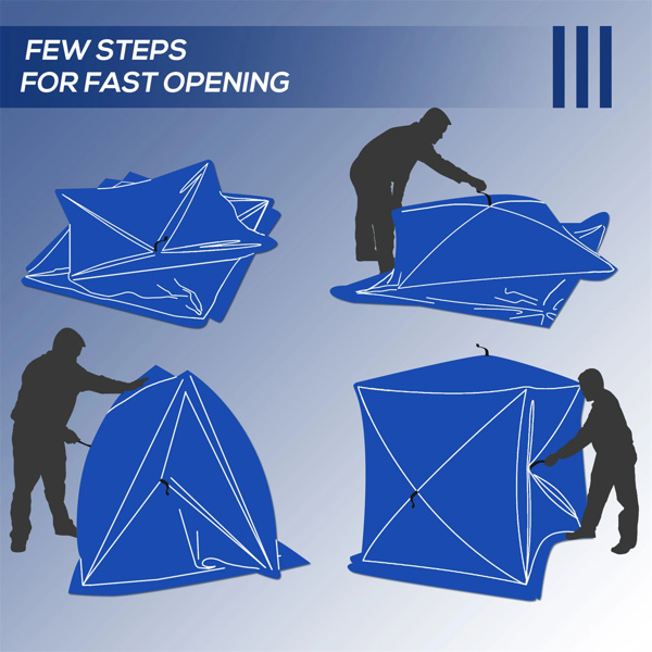 8  Person Pop-up Ice Fishing Tent,Blue Ice Shanty  141.75" L x 70.75" W x 70.75" H