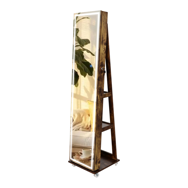 Full Length Mirror 360° Swivel  Led light Jewelry Cabinet