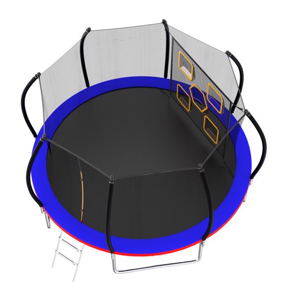 12FT Trampoline with Enclosure - Recreational Trampolines with Ladder, ASTM Approval Outdoor Trampoline for Kids