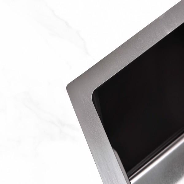 瀑布厨房水槽，黑色不锈钢单碗，带飞雨水龙头和砧板的多功能工作站，30×18“【周末不发货，TK/TEMU订单仅支持自提】-16