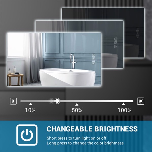 40" x 32" LED Bathroom Mirror Bright Backlight, 5 Mins Defog, Full HD Reflected Wall Mounted ,3 Colors Stepless Dimmable ,Memory Function, Anti-Fog[Unable to ship on weekends, please note that]