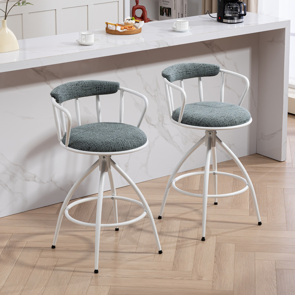 26'' Swivel Counter Height Bar Stool, Set of 2- Fabric Seat with Metal Frame, Modern Industrial Design Bar Chairs for Kitchen Island, Dining Room, Home Bar, Counter Seat (BLUE)