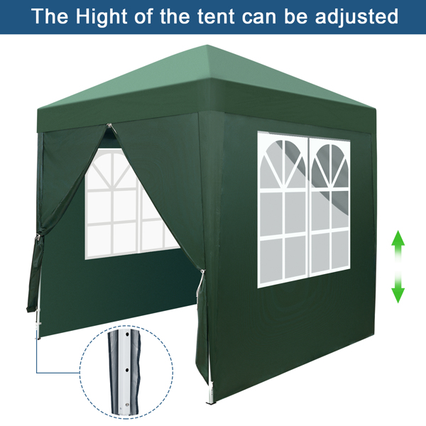 2 x 2m Two Doors & Two Windows Practical Waterproof Right-Angle Folding Tent Green