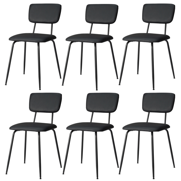 Set of 6 Modern Padded Dining Chairs for Kitchen Bar Office Chair, Black