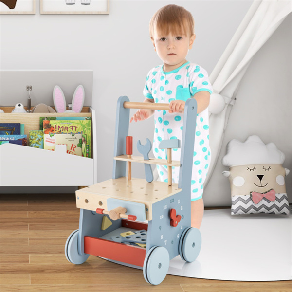  Wooden Baby Walker with Multi-Activity Center