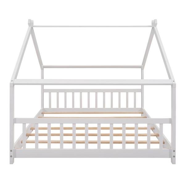 Full Size House Bed Wood Bed, White