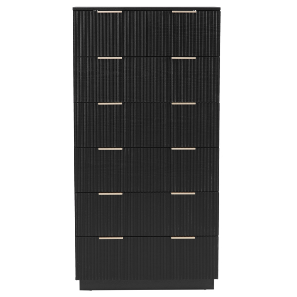 FCH Black P2 Particle Board and Density Board 7241141cm Wavy Pattern Drawer Front Six-Level Seven-Drawer Cabinet